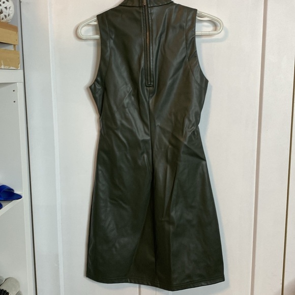 Retrod | Dark Army Olive Green Faux leather Sleeveless Mini Dress - Small - Picture 6 of 6